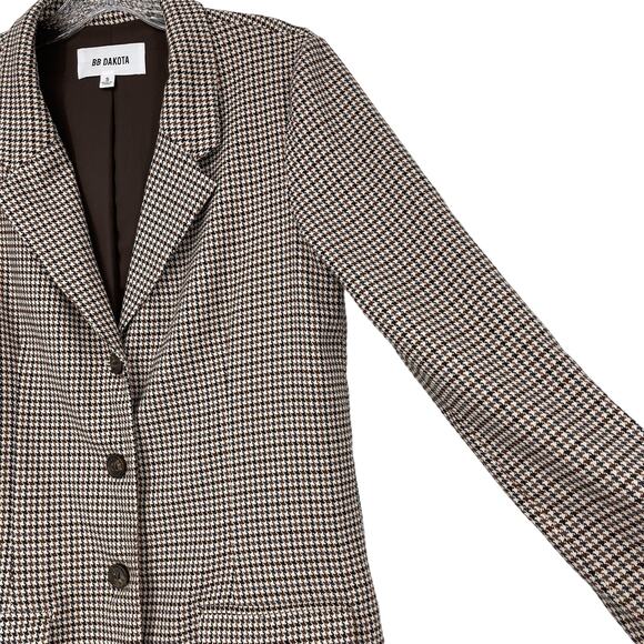 BB Dakota Long Pattern Lined Three Button Blazer Small Academia Preppy Office - Picture 10 of 16